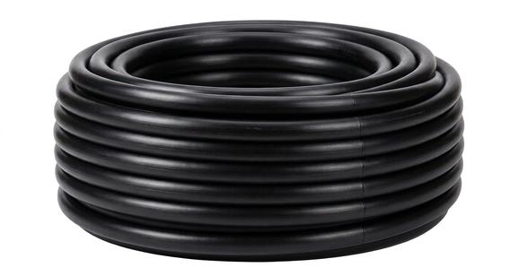 Coil of black HDPE pipe