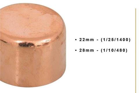 Copper End Cap – 22mm, 28mm