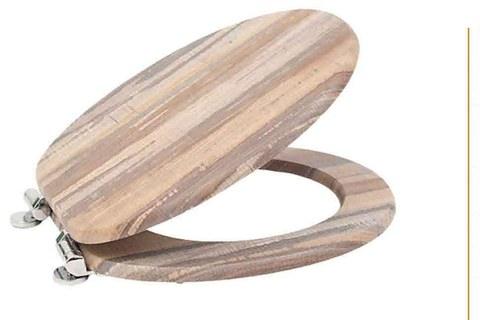 Mdf Toilet Seat Rustic Oak – Chrome Hinge