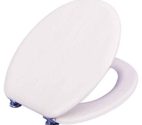 Mdf Toilet Seat White Wash – Chrome Hinge