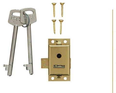 Cupboard Lock Brass Plated – 64mm – 75mm
