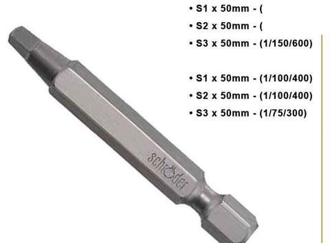 Square Bits 2 Per Pack – S1 X 50mm, S2 X 50mm, S3 X 50mm